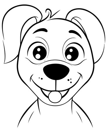 Black and White Cartoon Illustration of Cute Dog Face for Coloring Bookの写真素材