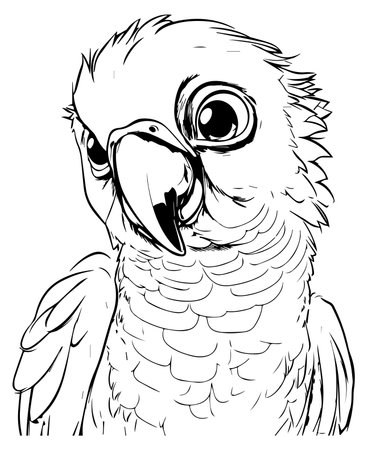 Cockatoo - Black and White Cartoon Illustration, Vectorの写真素材