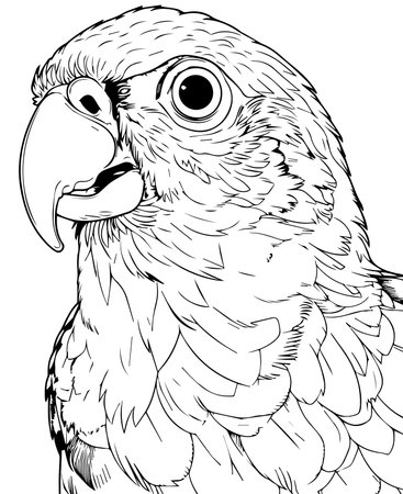 Parrot - Black and White Vector illustration ready for vinyl cutting.の写真素材