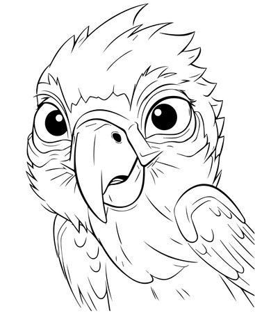 Black and White Cartoon Illustration of Eagle Bird for Coloring Bookの写真素材
