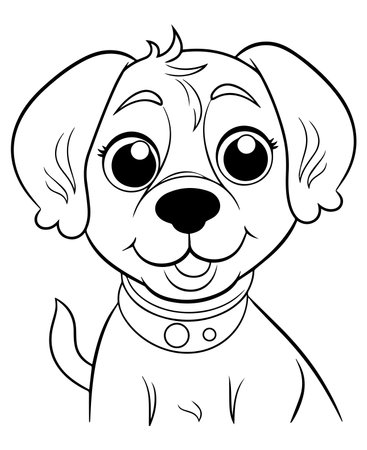 Cute dog in cartoon style. Vector illustration for coloring book.の写真素材