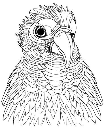 Coloring book for adult and older children. Coloring page with parrotの写真素材