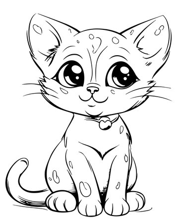 Cute cat - black and white vector illustration for coloring book.のイラスト素材