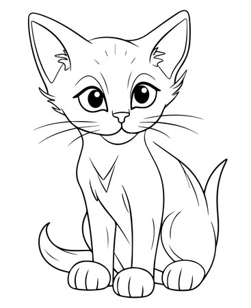 Cute cartoon kitty. Coloring book for children. Vector illustration.のイラスト素材