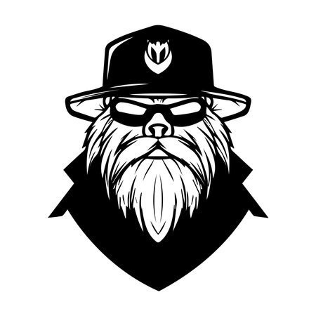 Grizzly bear in a police hat. Vector illustration.のイラスト素材