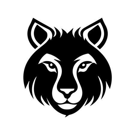 Black and white wolf head isolated on white background. Vector illustration.のイラスト素材
