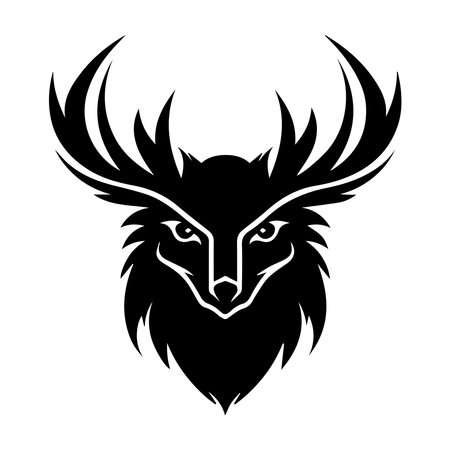 Deer head tattoo. Vector illustration of a deer head tattoo.のイラスト素材