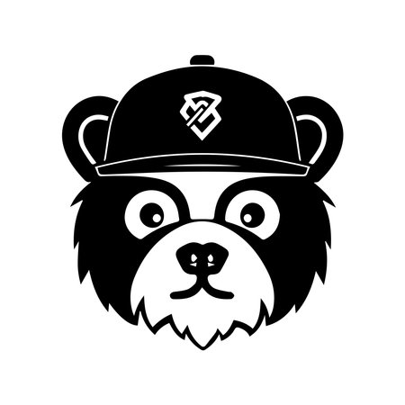 Cute bear head in a cap and a baseball cap. Vector illustration.のイラスト素材
