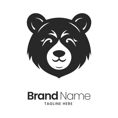 Bear logo design template. Wild animal logo concept. Bear head vector icon.のイラスト素材