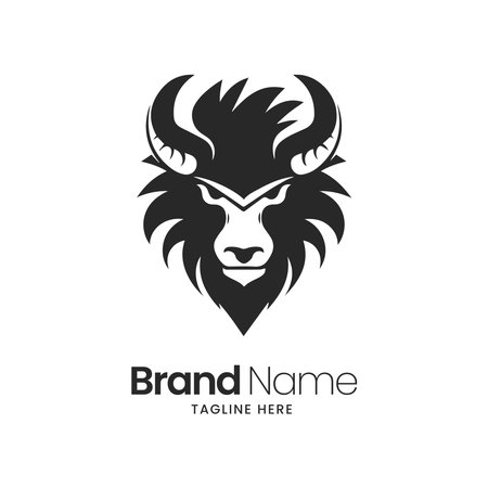Bison logo with modern concept. Wild animal vector logo design template.のイラスト素材