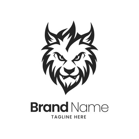 Lion head logo design vector template. Wild animal logo concept.のイラスト素材