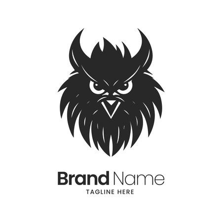 Owl head logo template vector icon illustration design isolated on white backgroundのイラスト素材