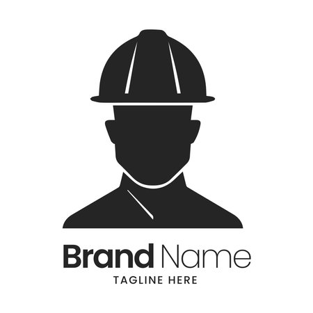 Abstract logo with a man in a helmet. Icon design vector illustrationのイラスト素材