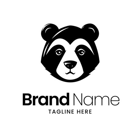 Panda head logo design template. Vector illustration of panda head logoのイラスト素材