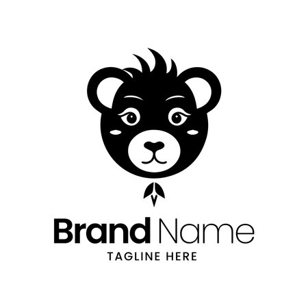 Black bear logo design template. Vector illustration of a cute animal logoのイラスト素材