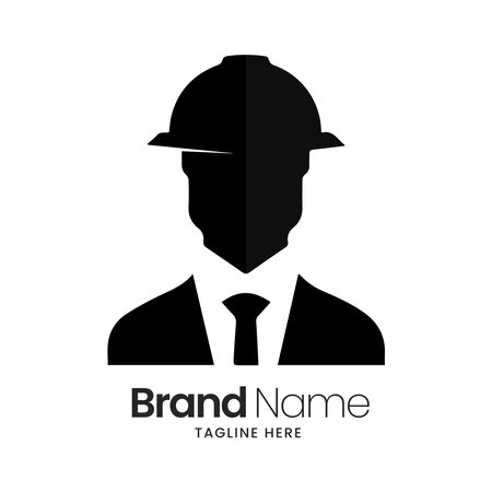 Engineer Logo Design. Modern flat style icon isolated on white background.のイラスト素材