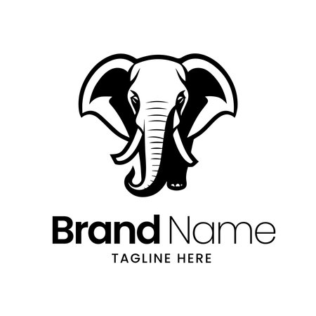 Elephant head logo design template. Vector illustration on white background.のイラスト素材