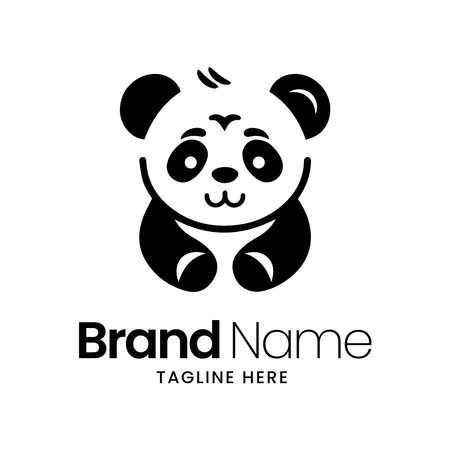 Panda logo design template. Cute panda vector icon.のイラスト素材