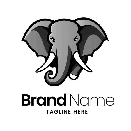 Elephant logo design template. Vector illustration of wild animal logo.のイラスト素材