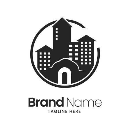 Building logo with modern concept. Building logo with modern concept and shadowのイラスト素材