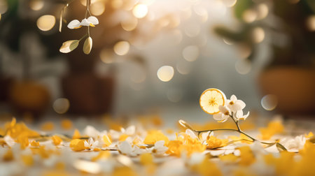 Bouquet of yellow daffodils on the background of bokehの素材