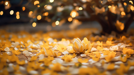 Beautiful yellow jasmine flower and bokeh background.の素材