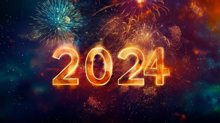 Happy New Year 2014 background with fireworks and fireworks. Vector illustration.の素材