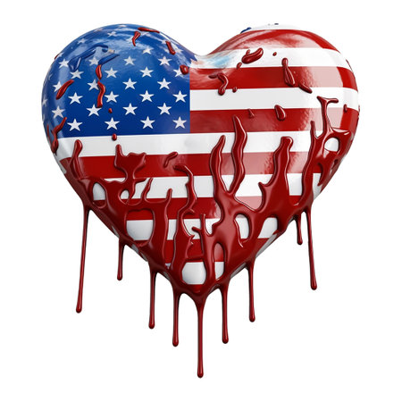 3D Heart with flag of United States of America painted on it. 3D renderingの素材