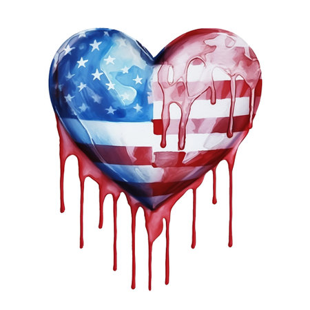 United States of America flag painted on heart shape. 3D Renderingの素材