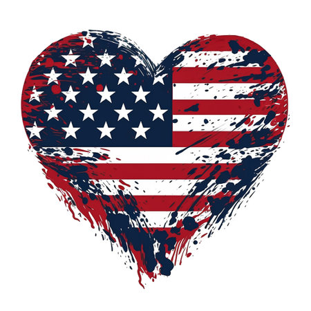 American flag in the shape of a heart. Grunge vector illustration.の素材
