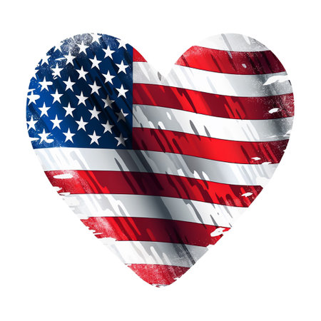American flag in the shape of a heart. Vector illustration on a white background.の素材