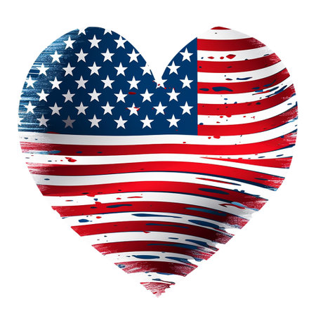 American flag painted in the shape of a heart. Vector illustration.の素材