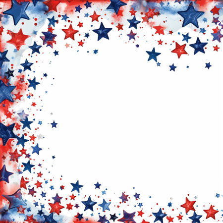 Watercolor background with american stars and stripes. Vector illustration.の素材