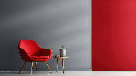 interior with red armchair and coffee table, 3d renderの素材