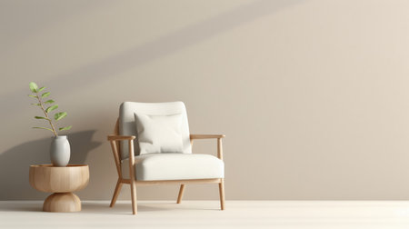 Modern interior design living room with armchair and plant. 3d renderingの素材