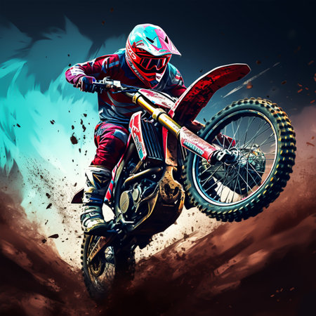 Motocross rider on the race. Extreme motocross.の素材