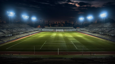 Soccer stadium at night as a concept of sport and competition.の素材