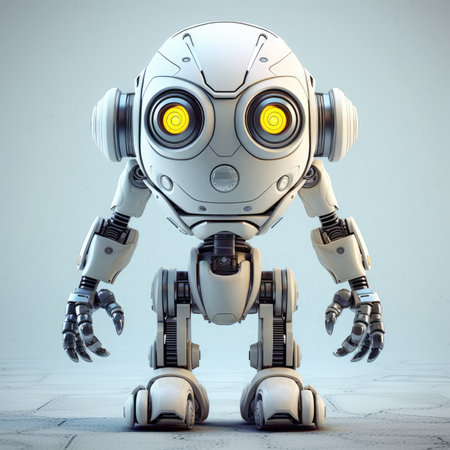 3d render of a robot on a white background with copy spaceの素材