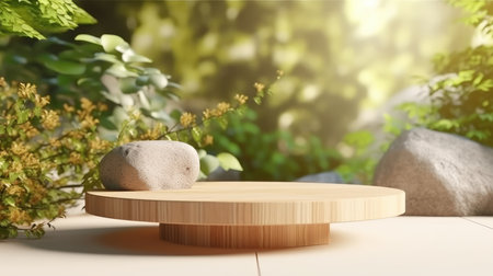 Cosmetic products podium nature backgroundの素材