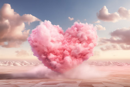 Heart in the sky with clouds. 3D illustration. Render.の素材