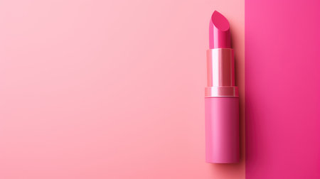 Pink lipstick on a pink background. 3d rendering and illustration.の素材