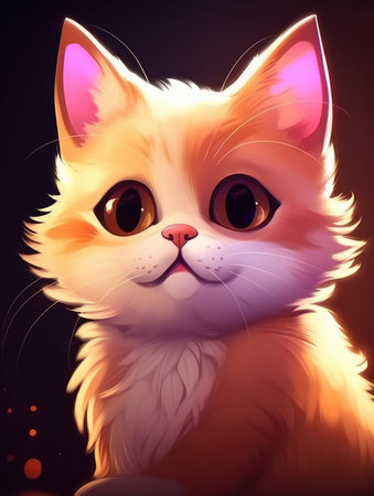 Cute cat on a dark background. Vector illustration for your designの素材