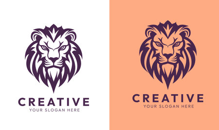 Lion Vector Logo, Lion Silhouette, Lion face illustration, business logoのイラスト素材