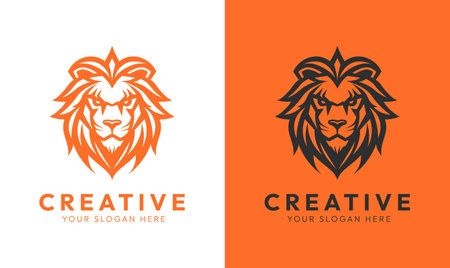 Lion Vector Logo, Lion Silhouette, Lion face illustration, business logoのイラスト素材
