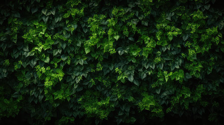 Green ivy wall texture background with copy space for text or imageの素材