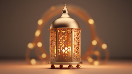 3d rendering of Arabic lantern for Ramadan Kareem, Eid Mubarakの素材