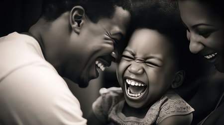 Portrait of a young man screaming at his daughter in the darkの素材