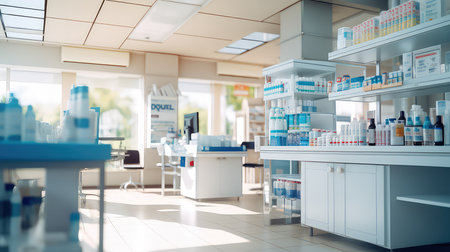 aisle supermarket with medical equipment medicineの素材