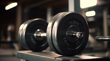 Dumbbells on the floor in the gym. Weightliftingの素材