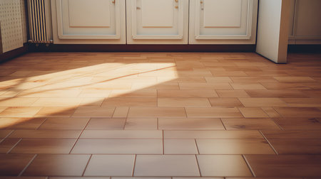 Interior of an empty room with a wooden floor and a doorの素材